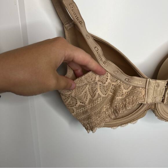 Chantelle Rive Gauche Full Coverage Lace Detail Beige Bra Size 32DDD - Picture 7 of 7